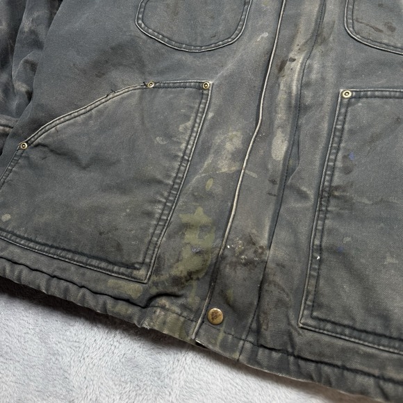 Big Smith Canvas Jacket Mens 2XL Black Chore Lined Workwear Heavily Distressed - Picture 2 of 16